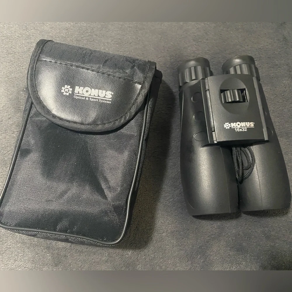 KONUS Compact Pocket Binoculars 16x32 w/ Carrying Case. Black